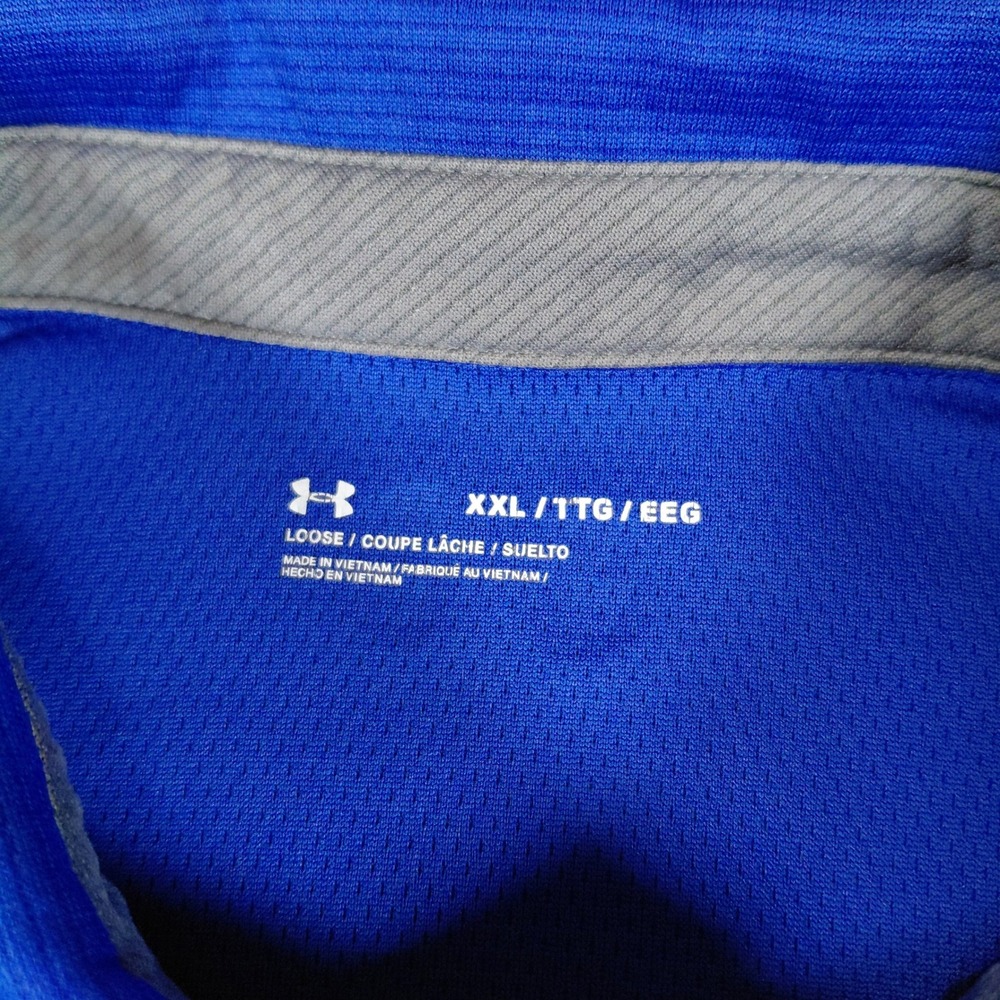 Under Armour Mens XXL Blue Textured Performance Polo Shirt Loose Short Sleeve - Picture 3 of 11